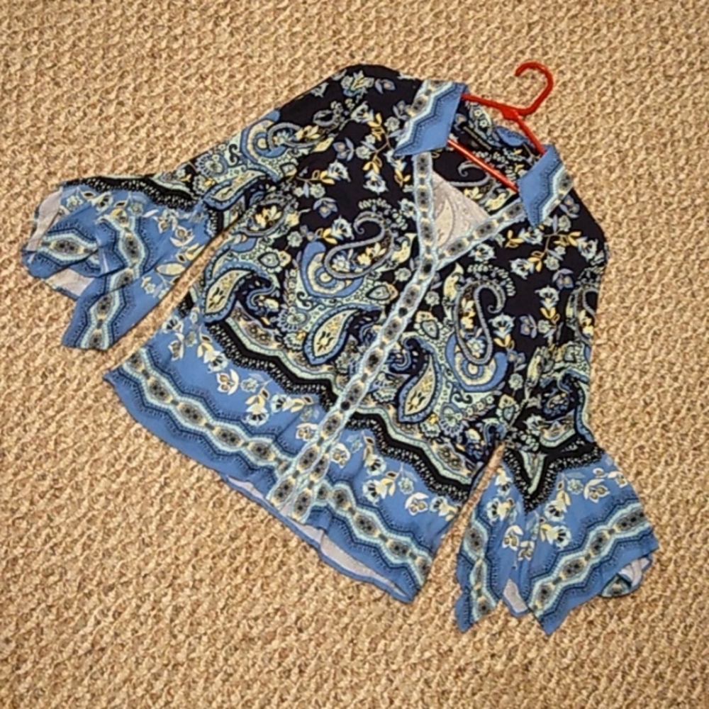 Boston Proper paisley button down blouse
